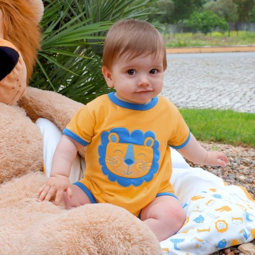 Pagliaccetto Neonato Nascita Estate in Cotone Leone