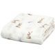 COPERTINA NEONATO IN MUSSOLA DI BAMBOO 120X120 CM - BIANCO LAVANDA
