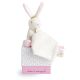 Doudou neonato nascita Coniglietto Bianco Rosa 15 cm