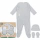 Cofanetto regalo nascita bambino completo + cappellino + muffole maglina grigio