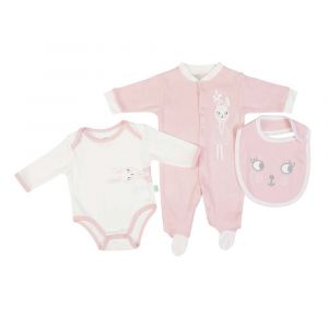 Set 3 Bavaglini neonato Puffi Rosa