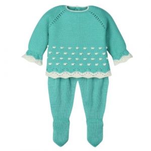 Completo Neonato Nascita in Filo di Cotone Acqua Marina - Mac Illusion