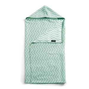ACCAPPATOIO NEONATO IN MUSSOLA CON CAPPUCCIO - ZIG ZAG VERDE