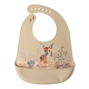 Bavaglino in silicone con tasca - beige - Kiokids