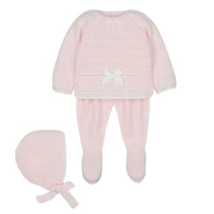 COMPLETO NASCITA NEONATO IN MISTO LANA - NASTRO