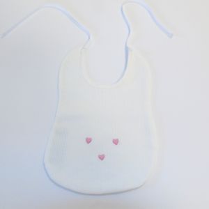 BAVAGLINO IN COTONE CON RICAMO A MANO CUORI
