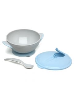 Set Ciotola con Ventosa e Cucchiaio celeste