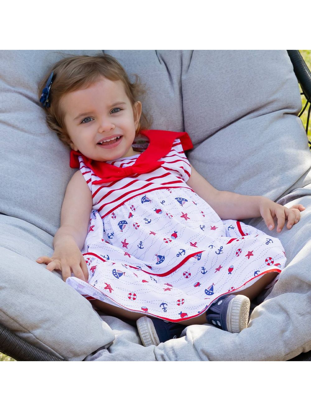 Vestito Bambina Estivo in Cotone Stampato Marinara Fs Baby