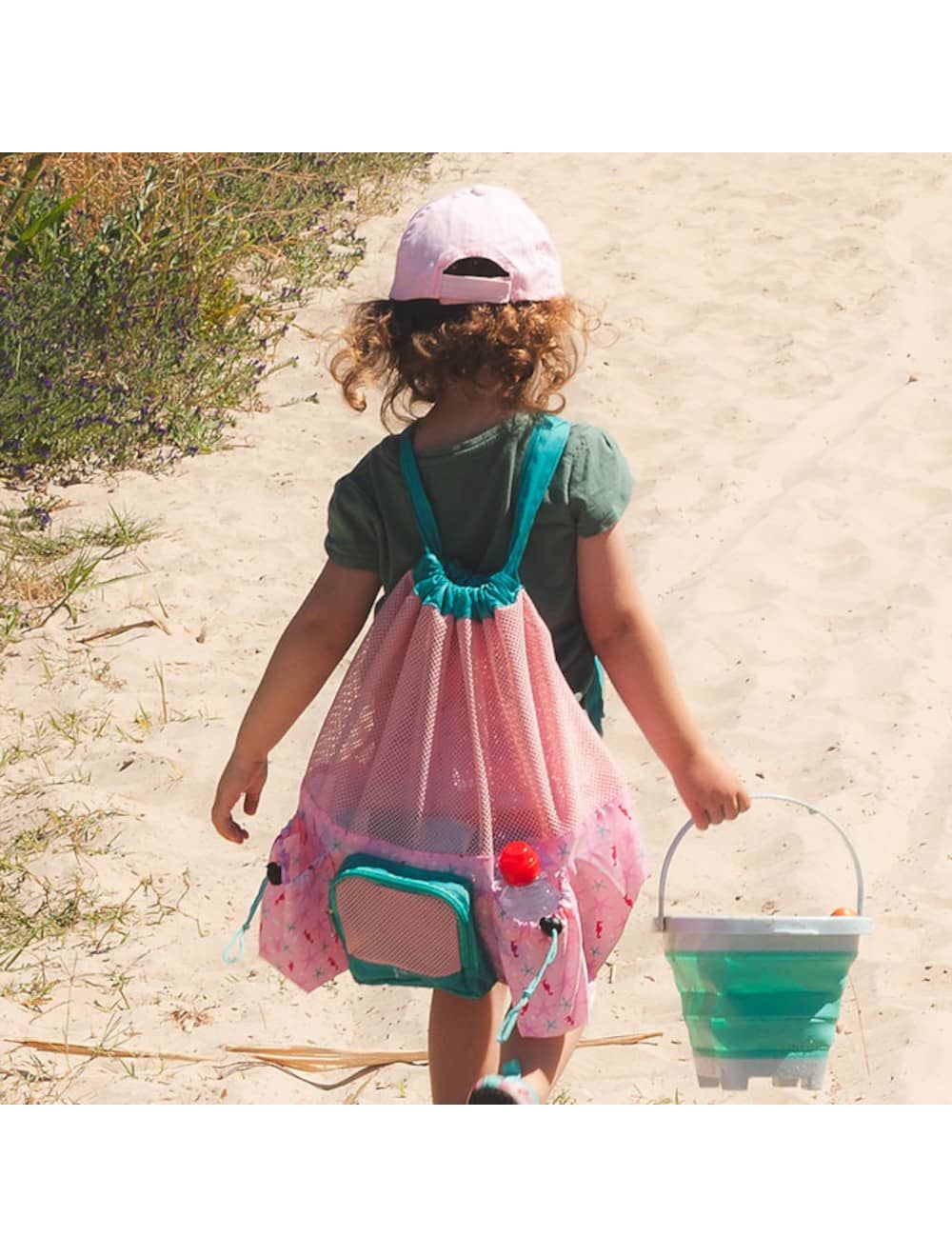 Borsa da spiaggia in rete per bambini Rosa Kiokis