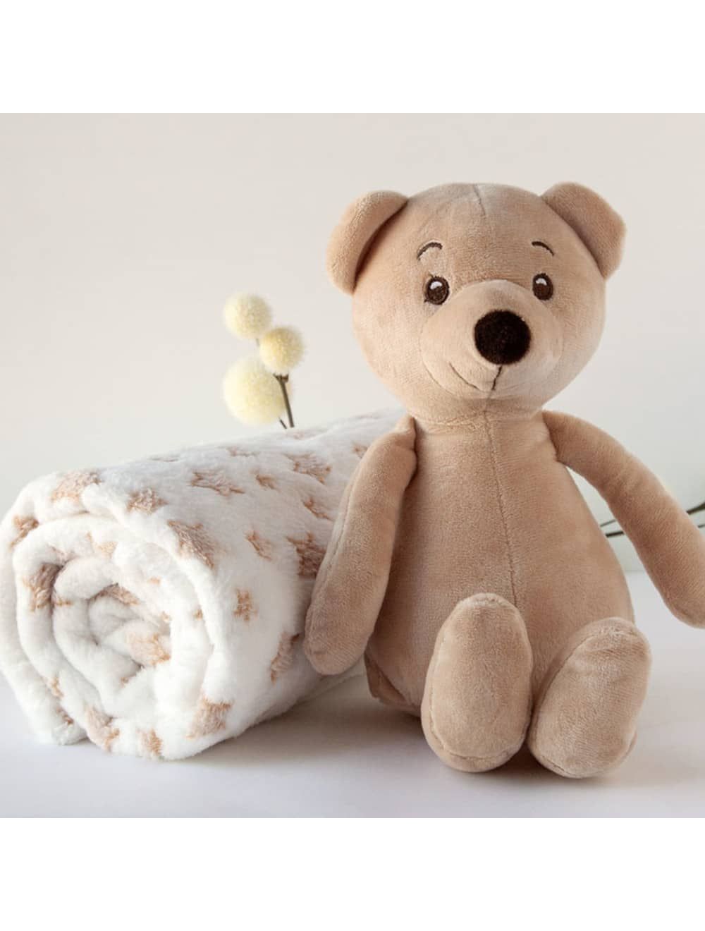 Set Regalo Nascita Copertina Peluche Orsetto Marrone Kiokids