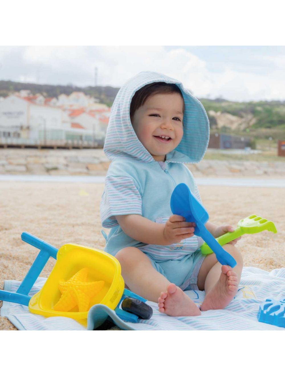 PAGLIACCETTO NEONATO ESTIVO IN COTONE CON CAPPUCCIO