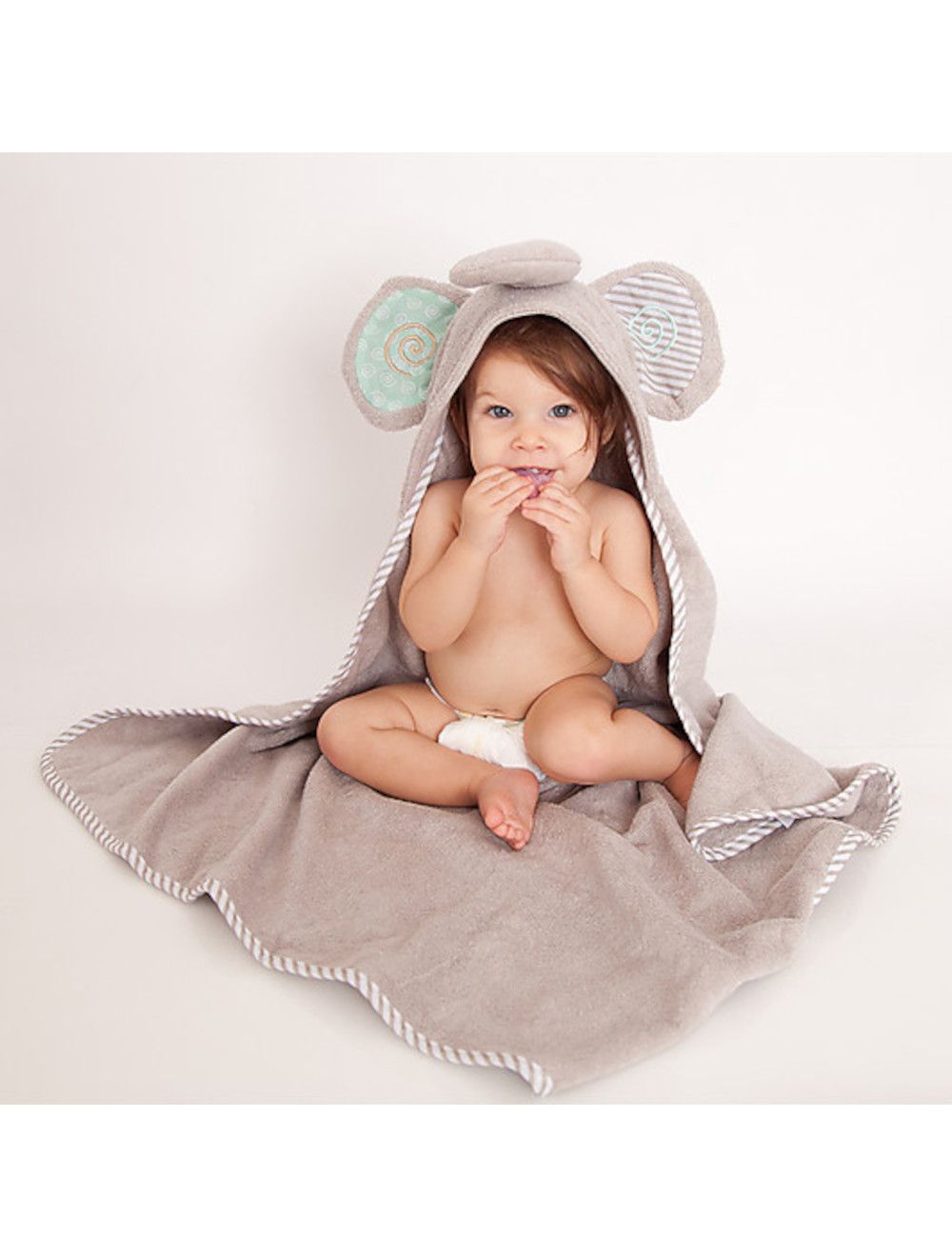Asciugamano neonato a triangolo 0-2 anni - Elefante - Zoocchini