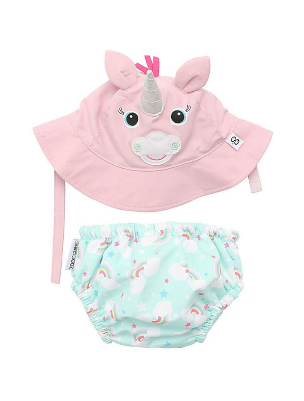 KIT MARE NEONATO COSTUMINO CONTENITIVO CAPPELLINO UNICORNO SPF50